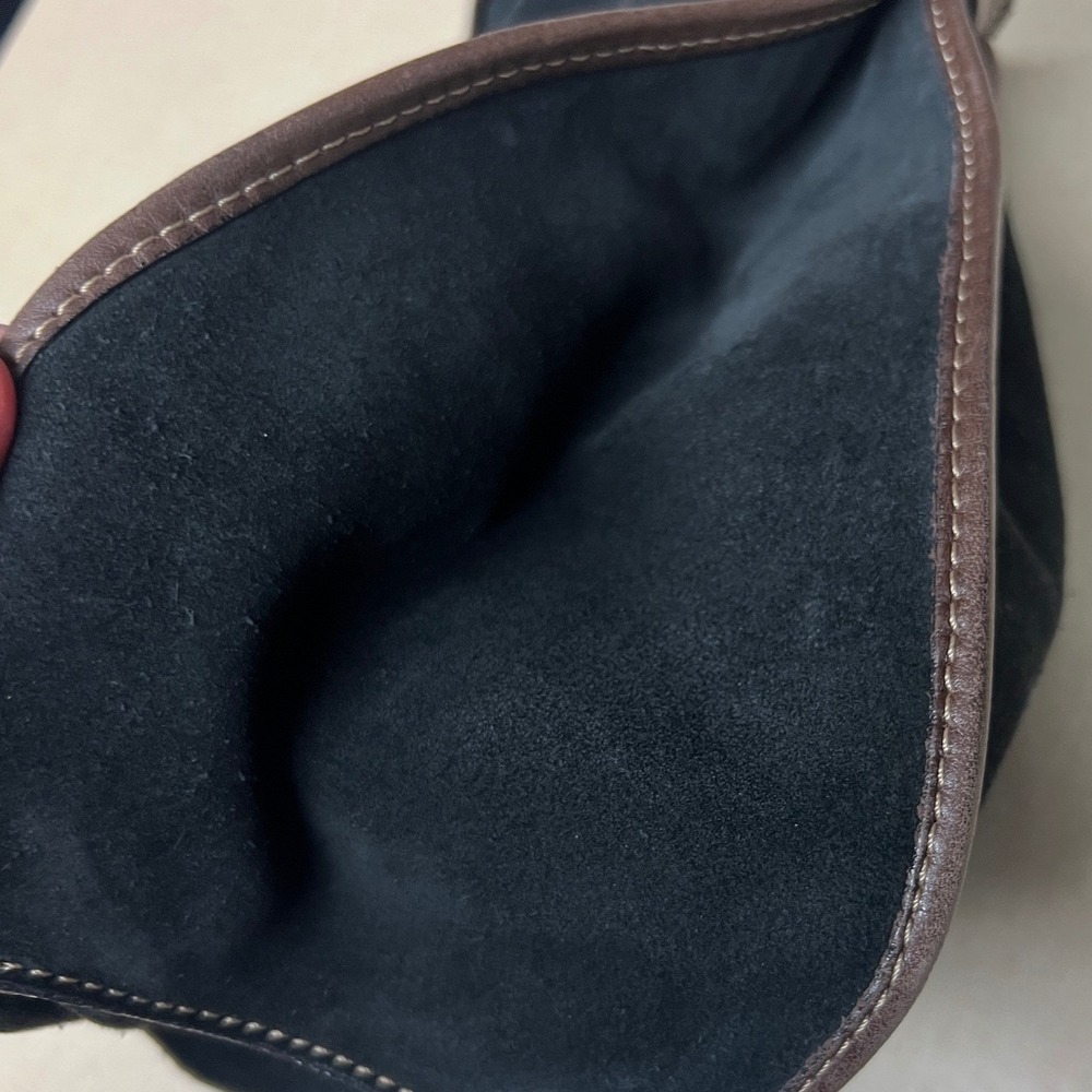 Dooney & Bourke Black Suede Leather Trim Drawstring Bucket Shoulder Bag Vintage - Picture 8 of 14